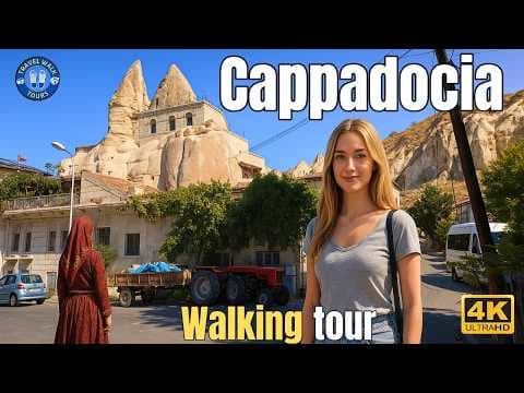 Cappadocia Göreme Walking Tour 4K - Stunning Views of Fairy Chimneys &amp; Cave Houses in Turkey