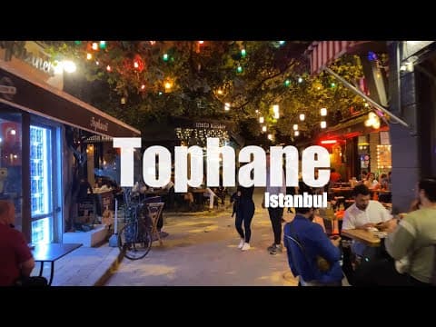 [4K UHD 🐇] Istanbul night walking tour: Bars &amp; Restaurants near Tophane. Istanbul Nightlife!